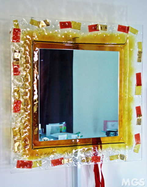 Specchio colorato, Specchio moderno in cristallo sfumato in ambra