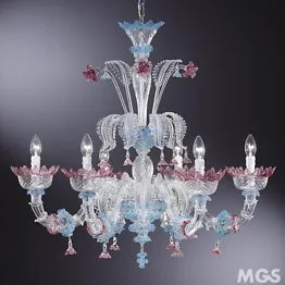 Lampadario colore rosa e celeste