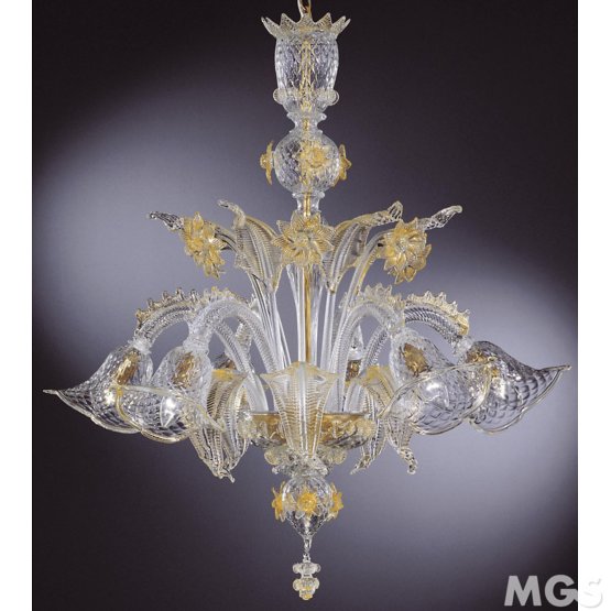 Lampadario Corinto, Lampadario in cristallo ed oro