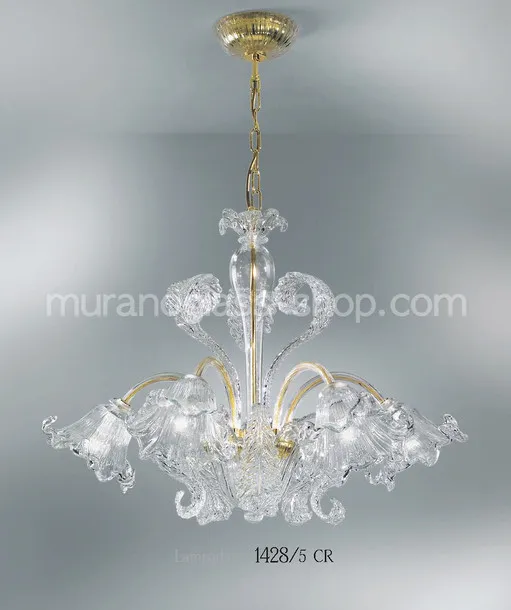 Lampadario 1428, Lampadario 1428, 5 luci, colore cristallo