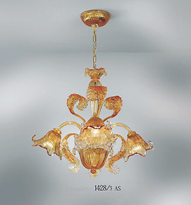 Lampadario 1428, 3 luci, colore ambra sommerso