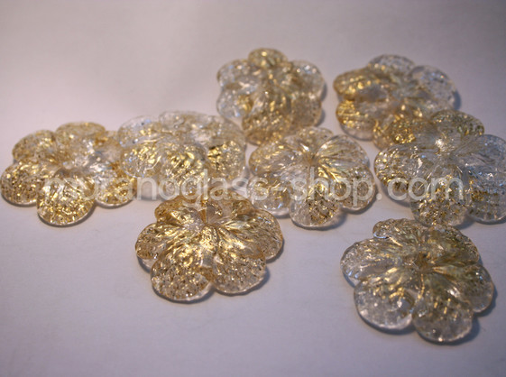 Fiori, Fiore in cristallo decoro oro diametro 3,5cm
