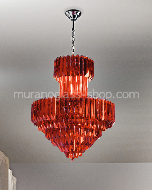 Lampadari serie  8171, Lampadario Prisma in colore rosso