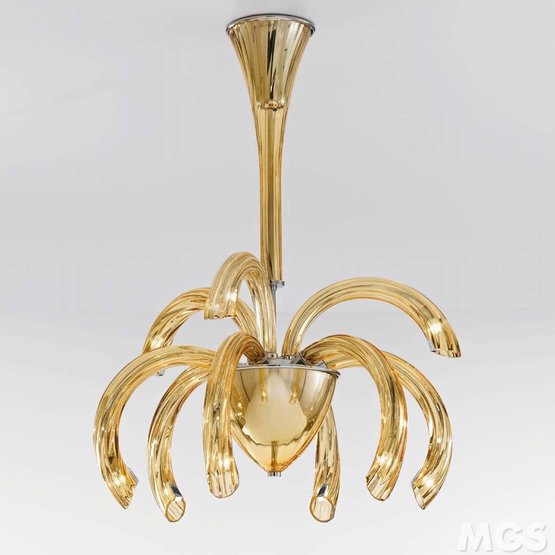 Lampadario Phoenix, Lampadario 9 luci, colore ambra