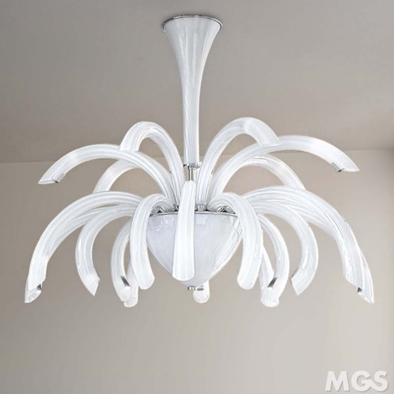 Lampadario Phoenix, Lampadario in colore bianco latte