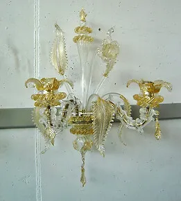 Applique serie Roma in cristallo ed oro a due luci