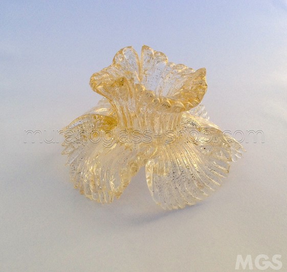 Fiori doppi tagliati, Fiore doppio tagliato in cristallo decoro oro