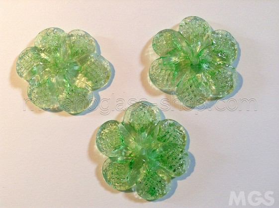 Fiori, Fiore in cristallo e verde diametro 3,5cm