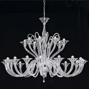 Lampadario a ventiquattro luci in cristallo fumè