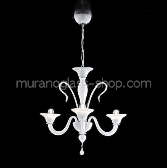 Lampadario Koons, Lampadario a tre luci in colore bianco