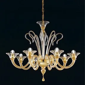 Lampadario a sei luci in cristallo fumè