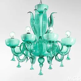 Lampadario in bianco latte e cristallo