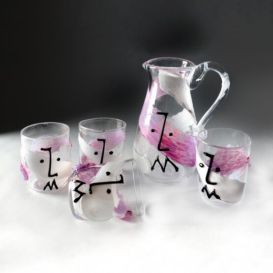 Set bicchieri e caraffa Picasso, Set Picasso bianco latte e viola