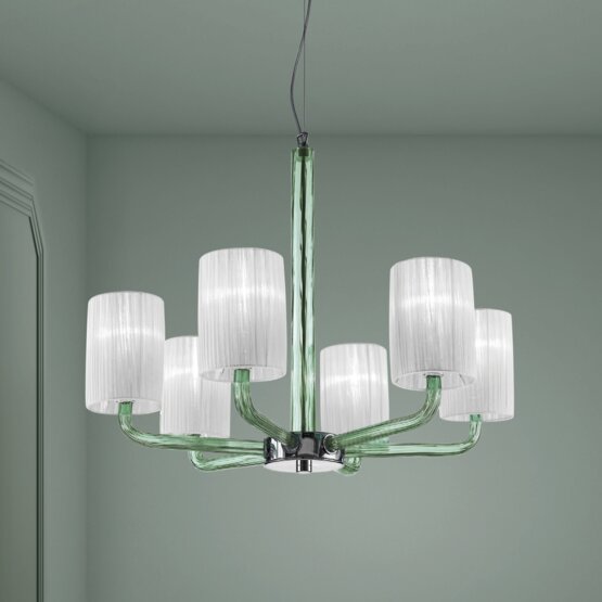 Lampadario Can Can, Lampadario con paralumi colore oceano