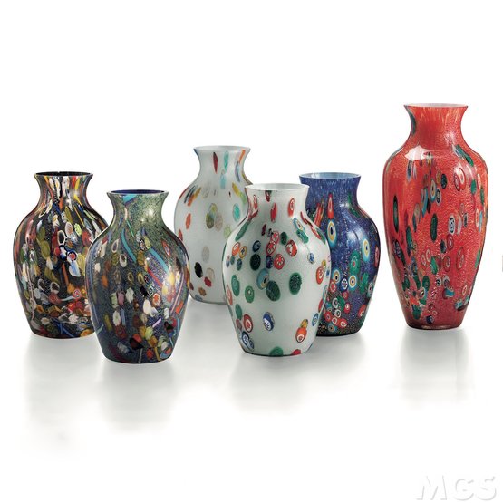 Vaso Cape Code, Vaso bianco con argento e murrine