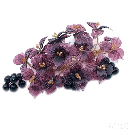 Centrotavola fiore e uva, Centrotavola in colore ametista