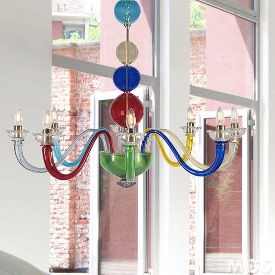 Lampadario Multicolore Occhi Luminosi, Lampadario multicolore a cinque luci