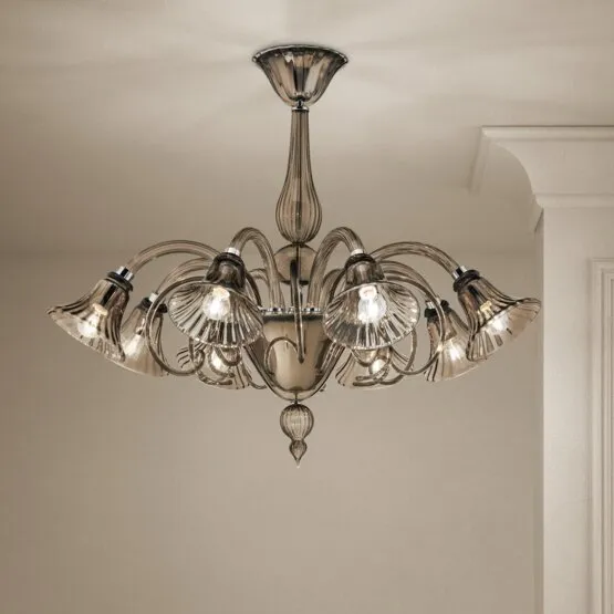 Lampadario Venier, Lampadario in colore fumé a cinque luci