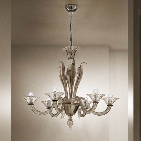 Lampadario Pisani, Sei luci colore fumè