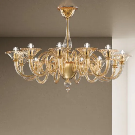 Lampadario Dolfin, Otto luci colore grigio