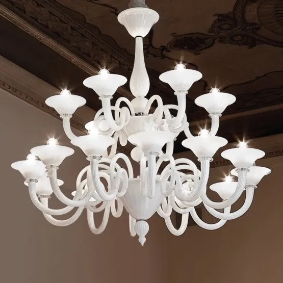 Lampadario Dolfin, sei luci colore ocean green