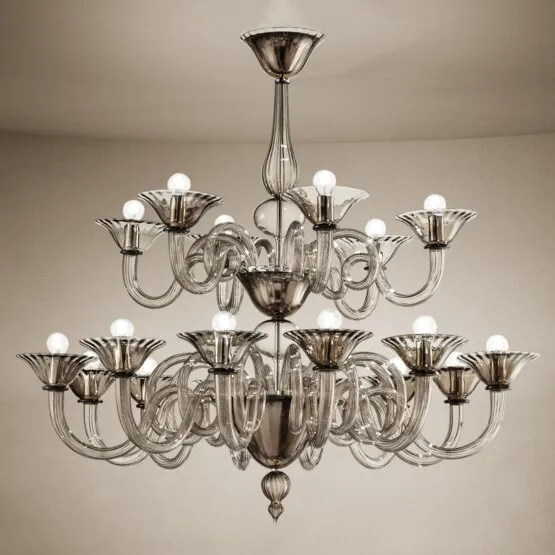 Lampadario Dolfin, sei luci colore ambra
