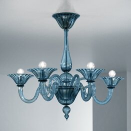 Lampadario decoro ambra a sei luci