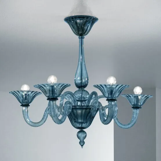 Lampadario Dolfin, Tre luci colore denim blue