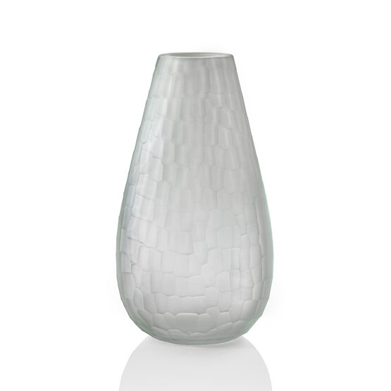 Vaso luce oceanica, Vaso battuto colori sfumati bianco latte e cristallo