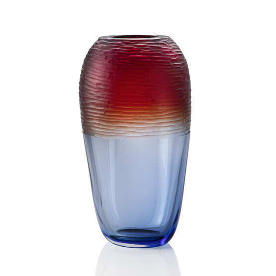 Vaso Bicolore, Vaso in vetro battuto color blu e rosso