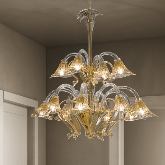 Lampadario Grimani, lampadario dodici luci in colore fumè