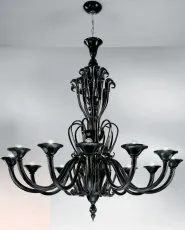 Lampadario nero a dieci luci