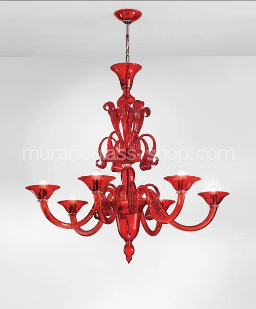 Lampadari serie 1425, Lampadario rosso a cinque luci