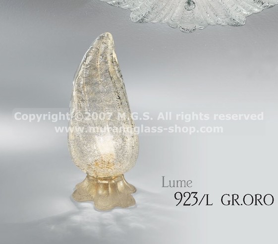lampade da tavolo serie 923, Lume in graniglia di cristallo e oro 24k
