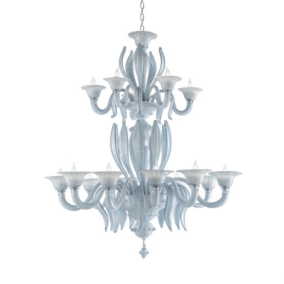 Lampadario Richard, Lampadario a 15 luci in colore blu francese