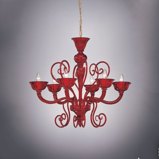 New York Brilliance, Lampadario in colore rosso a sei luci
