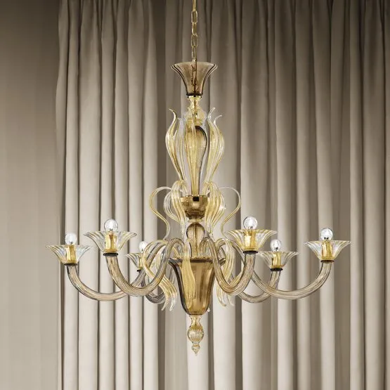 Lampadario Pisani, Tre luci colore biancolatte cristallo