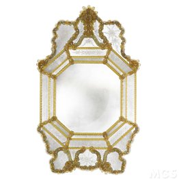 Specchio stile Veneziano decori ambra