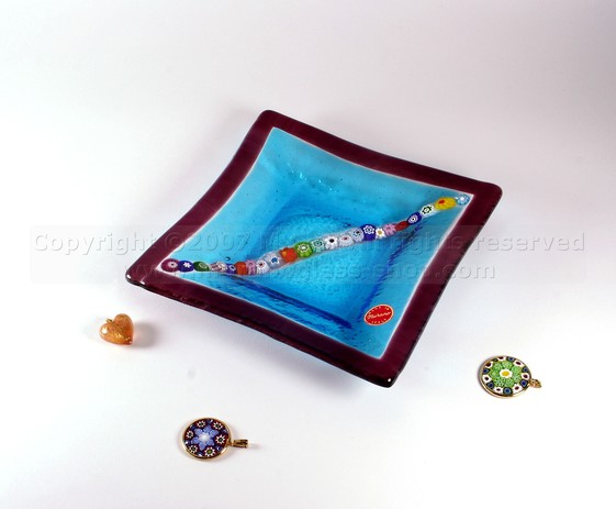 Piattini colorati con murrine, Piattino colorato con murrine 14x14 cm