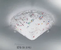 Plafoniera in vetro bianco con murrine