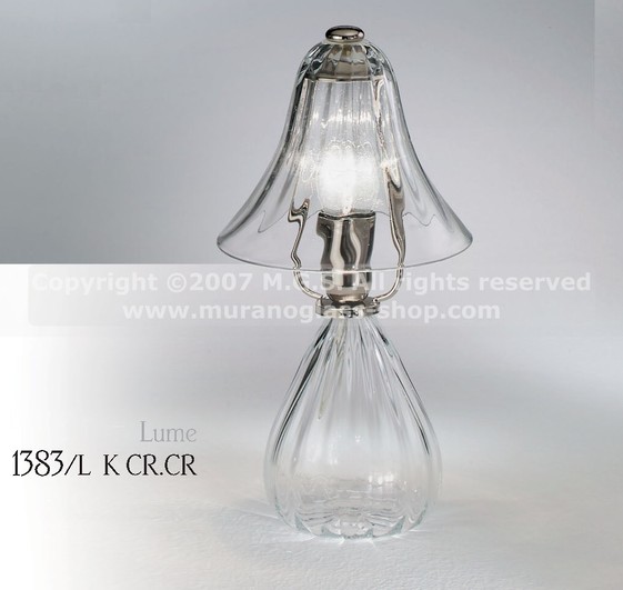 lampade da tavolo Murano serie 1383, Lume in cristallo