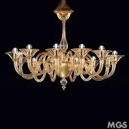 Lampadario decoro ambra a dodici luci