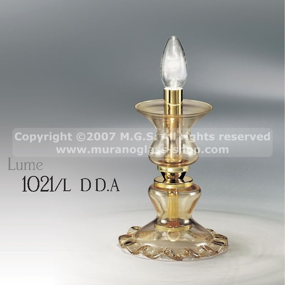 lampade da tavolo Murano Serie 1021, Lume in cristallo decorato ambra