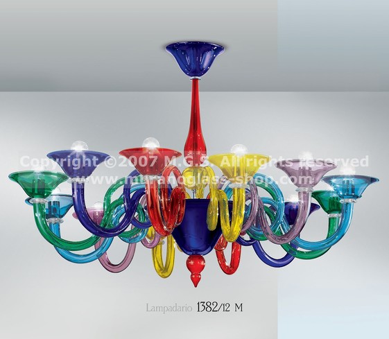 Lampadario multicolore 1382, Lampadario multicolore a dodici luci