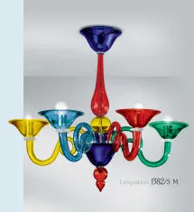 Lampadario multicolore a cinque luci