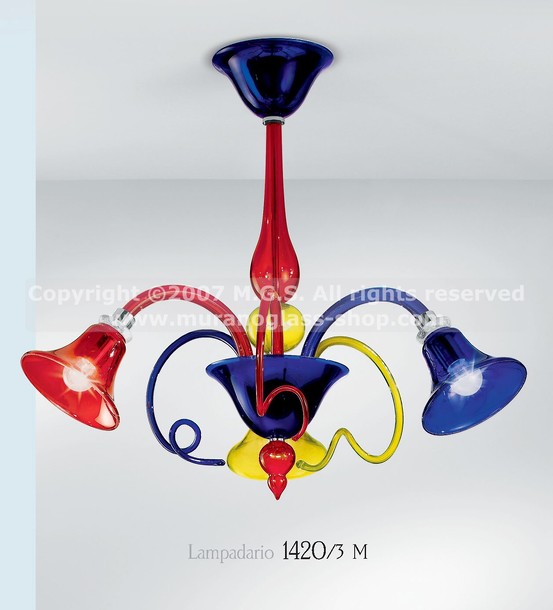 Lampadario multicolore 1420, Lampadario multicolore a tre luci