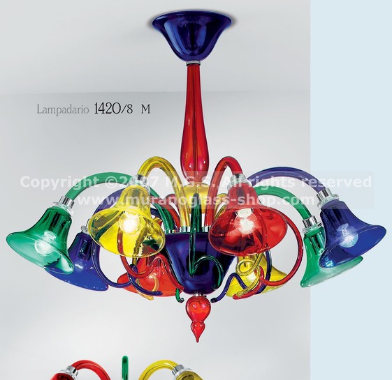 Lampadario multicolore 1420, Lampadario multicolore a sei luci