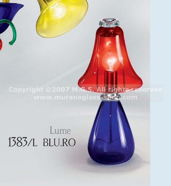 lampade da tavolo Murano serie 1383, Lume multicolore