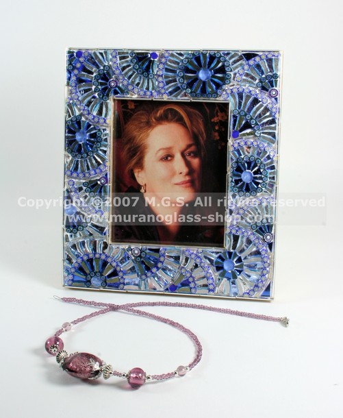 Cornici Mosaico, Cornice portafoto in mosaico, colore blu