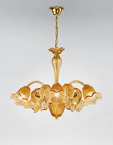 Lampadario a cinque luci in ambra